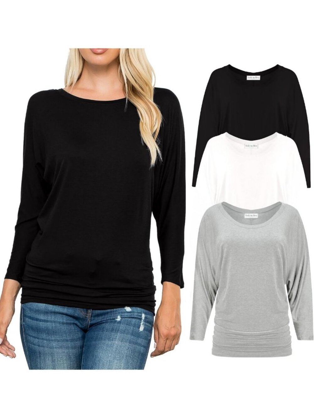 Chic 3-Pack 3/4 Sleeve Dolman Tops for Women | Dressy Business Casual Tunics